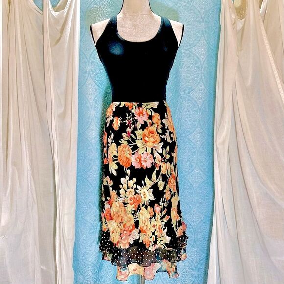 Vintage 90s Notations Tiered Layers of Chiffon Bias Cut Skirt Sz S